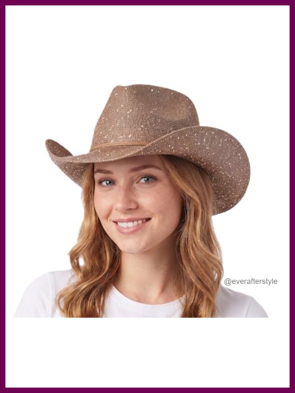 Sequin Cowboy Hat with Suede String Trim UPF Sun Protection Packable Western